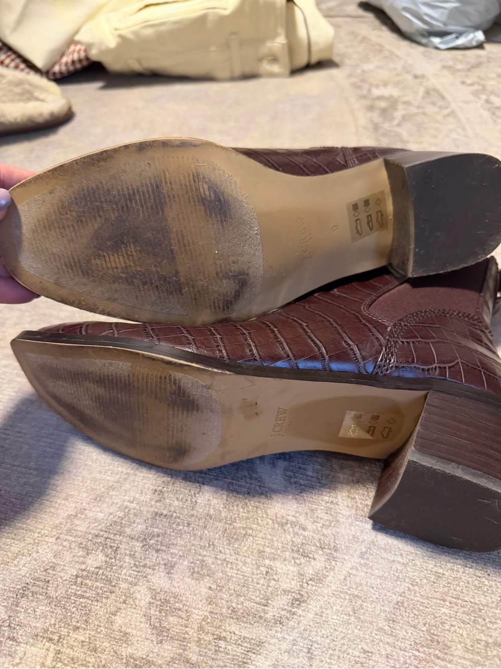 J. Crew Dark Brown Croc-Embossed Chelsea Heeled Boots - Picture 6 of 9